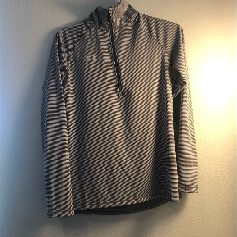Grey and white under armour half zip